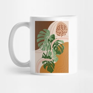 Mid Century Modern Plant Art, Abstract Monstera Illustration Mug